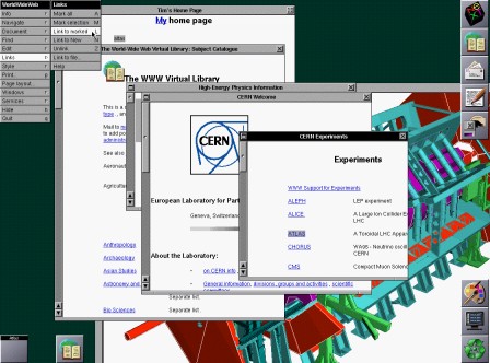 Copie d'écran du premier navigateur, sur la machine de Tim Berners-Lee